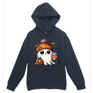 Halloween Cute Ghost Drinking Coffee Ghost Ice Gift Urban Pullover Hoodie