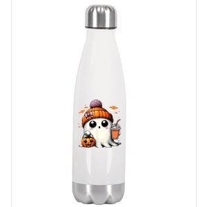 Halloween Cute Ghost Drinking Coffee Ghost Ice Gift Stainless Steel Insulated Water Bottle