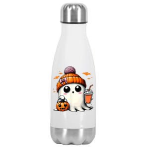 Halloween Cute Ghost Drinking Coffee Ghost Ice Gift Stainless Steel Insulated Water Bottle