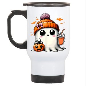 Halloween Cute Ghost Drinking Coffee Ghost Ice Gift Stainless Steel Travel Mug