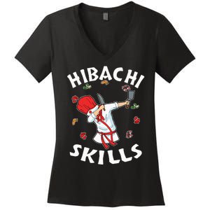 Hibachi Connoisseur Gifts Hibachi Chef Costume Hibachi Grill Women's V-Neck T-Shirt