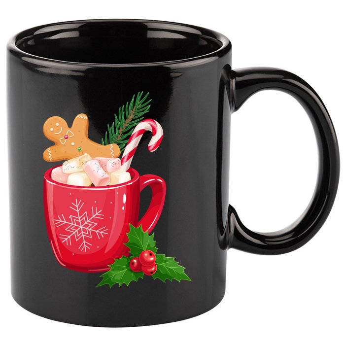 Hot Chocolate Gingerbread Christmas 11oz C Handle Ceramic Mug
