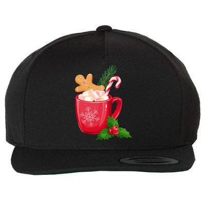 Hot Chocolate Gingerbread Christmas Wool Snapback Cap