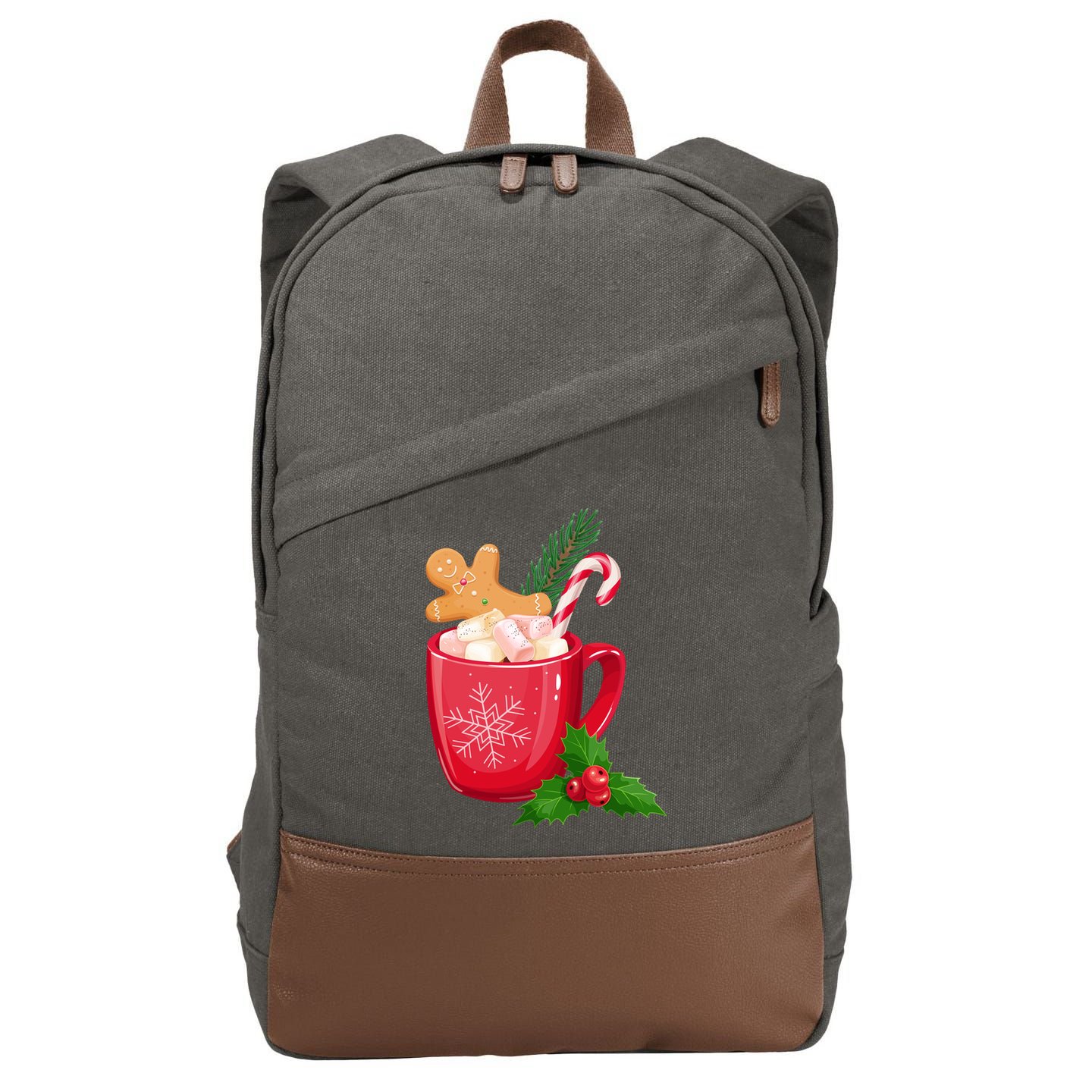 Hot Chocolate Gingerbread Christmas Cotton Canvas Backpack
