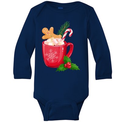 Hot Chocolate Gingerbread Christmas Baby Long Sleeve Bodysuit