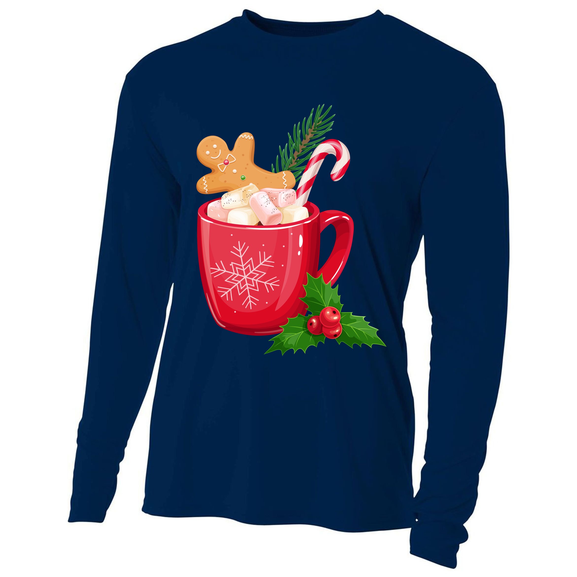 Hot Chocolate Gingerbread Christmas Cooling Performance Long Sleeve Crew