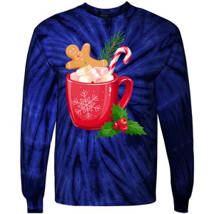 Hot Chocolate Gingerbread Christmas Tie-Dye Long Sleeve Shirt