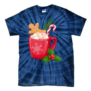 Hot Chocolate Gingerbread Christmas Tie-Dye T-Shirt