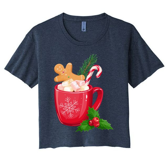Hot Chocolate Gingerbread Christmas Crop Top