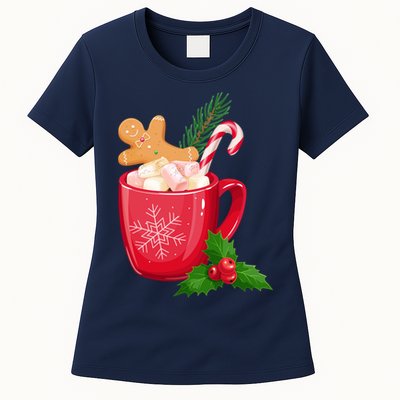 Hot Chocolate Gingerbread Christmas Womens T-Shirt