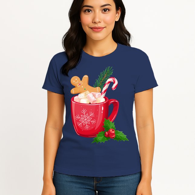 Hot Chocolate Gingerbread Christmas Womens T-Shirt