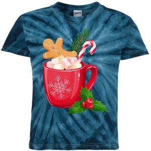 Hot Chocolate Gingerbread Christmas Kids Tie-Dye T-Shirt