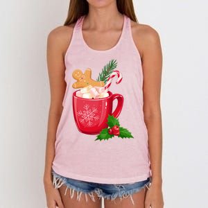 Hot Chocolate Gingerbread Christmas Women's Knotted Racerback Tank