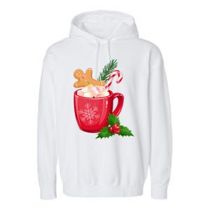 Hot Chocolate Gingerbread Christmas Garment-Dyed Fleece Hoodie