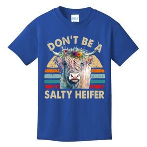 Highland Cowfunny Gift Dont Be Salty Heifer Funny Farm Mom Gift Kids T-Shirt