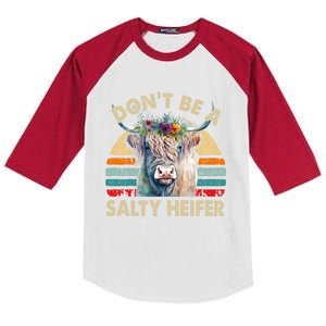 Highland Cowfunny Gift Dont Be Salty Heifer Funny Farm Mom Gift Kids Colorblock Raglan Jersey