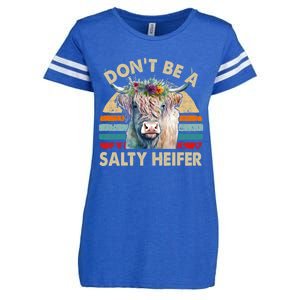 Highland Cowfunny Gift Dont Be Salty Heifer Funny Farm Mom Gift Enza Ladies Jersey Football T-Shirt