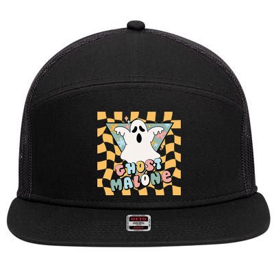 Halloween Cute Ghost Malone Parody Post Cool Hip Hop Joke 7 Panel Mesh Trucker Snapback Hat