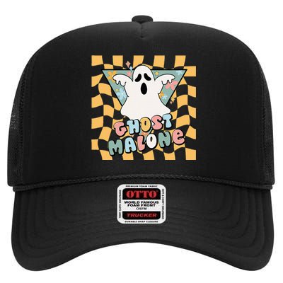 Halloween Cute Ghost Malone Parody Post Cool Hip Hop Joke High Crown Mesh Back Trucker Hat