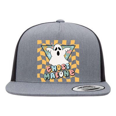 Halloween Cute Ghost Malone Parody Post Cool Hip Hop Joke Flat Bill Trucker Hat