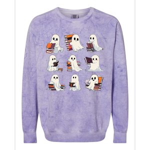 Halloween Cute Ghost Read More Books Spooky Boo Teacher Kids Colorblast Crewneck Sweatshirt