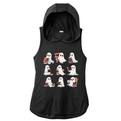 Halloween Cute Ghost Read More Books Spooky Boo Teacher Kids Ladies PosiCharge Tri-Blend Wicking Draft Hoodie Tank