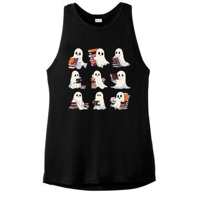 Halloween Cute Ghost Read More Books Spooky Boo Teacher Kids Ladies PosiCharge Tri-Blend Wicking Tank