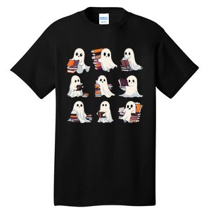 Halloween Cute Ghost Read More Books Spooky Boo Teacher Kids Tall T-Shirt