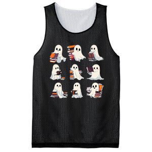 Halloween Cute Ghost Read More Books Spooky Boo Teacher Kids Mesh Reversible Basketball Jersey Tank