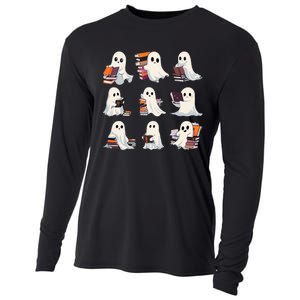 Halloween Cute Ghost Read More Books Spooky Boo Teacher Kids Cooling Performance Long Sleeve Crew