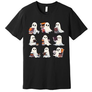 Halloween Cute Ghost Read More Books Spooky Boo Teacher Kids Premium T-Shirt