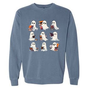 Halloween Cute Ghost Read More Books Spooky Boo Teacher Kids Garment-Dyed Sweatshirt