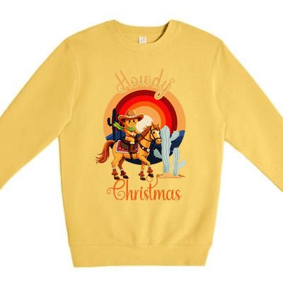 Howdy Christmas Gingerbread Cowboy Riding Horse Premium Crewneck Sweatshirt