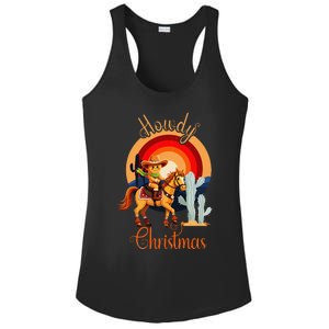 Howdy Christmas Gingerbread Cowboy Riding Horse Ladies PosiCharge Competitor Racerback Tank