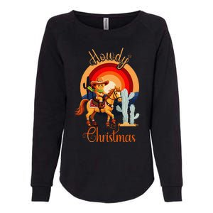 Howdy Christmas Gingerbread Cowboy Riding Horse Womens California Wash Sweatshirt