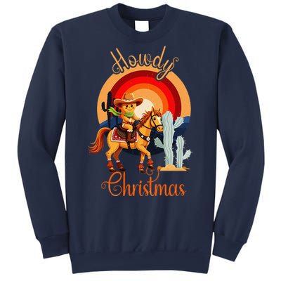 Howdy Christmas Gingerbread Cowboy Riding Horse Sweatshirt