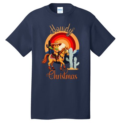 Howdy Christmas Gingerbread Cowboy Riding Horse Tall T-Shirt