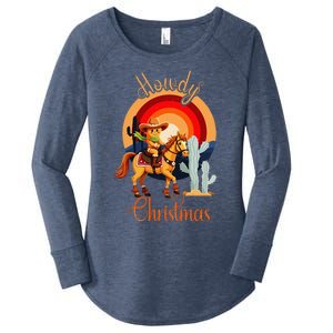 Howdy Christmas Gingerbread Cowboy Riding Horse Women's Perfect Tri Tunic Long Sleeve Shirt