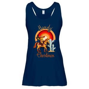 Howdy Christmas Gingerbread Cowboy Riding Horse Ladies Essential Flowy Tank