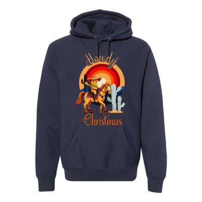 Howdy Christmas Gingerbread Cowboy Riding Horse Premium Hoodie