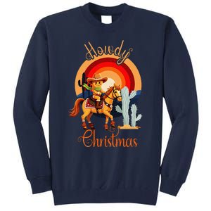 Howdy Christmas Gingerbread Cowboy Riding Horse Tall Sweatshirt