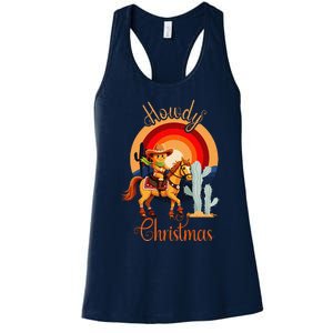 Howdy Christmas Gingerbread Cowboy Riding Horse Women's Racerback Tank