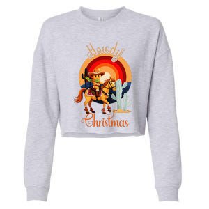 Howdy Christmas Gingerbread Cowboy Riding Horse Cropped Pullover Crew