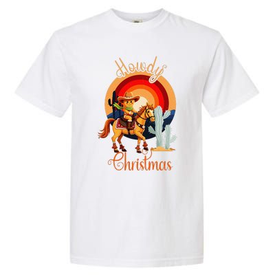 Howdy Christmas Gingerbread Cowboy Riding Horse Garment-Dyed Heavyweight T-Shirt