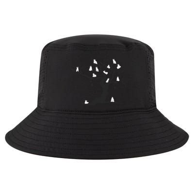 Halloween Cute Ghost Kitty Cats on a Tree Cool Comfort Performance Bucket Hat