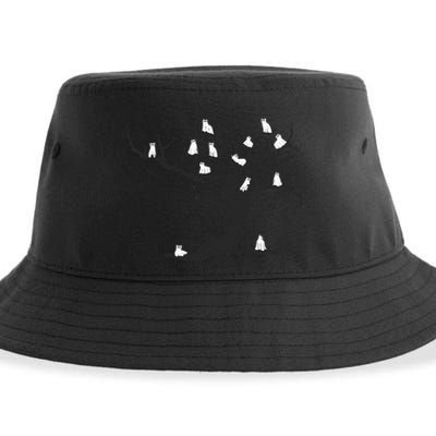 Halloween Cute Ghost Kitty Cats on a Tree Sustainable Bucket Hat