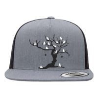 Halloween Cute Ghost Kitty Cats on a Tree Flat Bill Trucker Hat