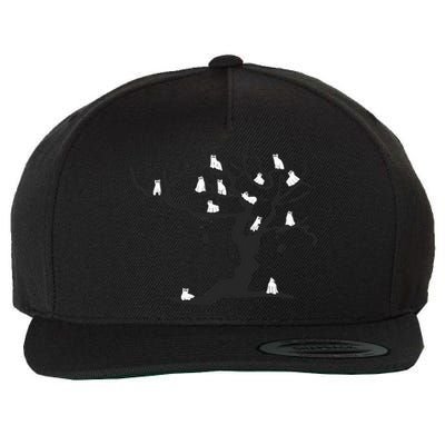 Halloween Cute Ghost Kitty Cats on a Tree Wool Snapback Cap