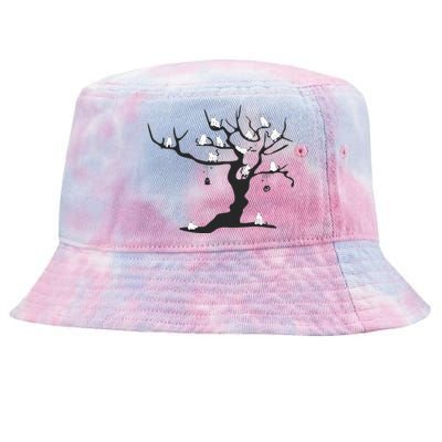 Halloween Cute Ghost Kitty Cats on a Tree Tie-Dyed Bucket Hat