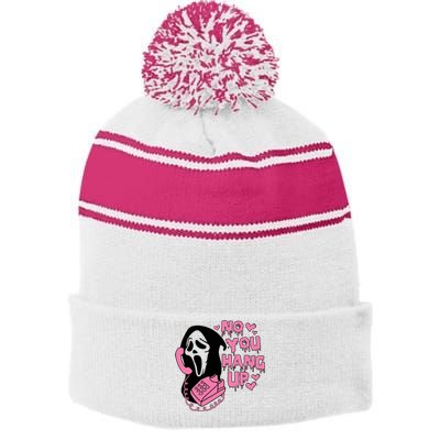 Horror Characters Ghost Face Graphic No You Hang Up Stripe Pom Pom Beanie